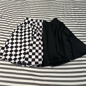 SHEIN Black and White Checkered Skater Skirt
